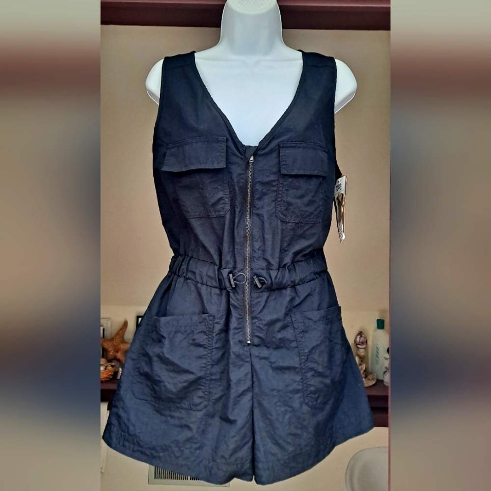 Steve Madden NYC Relaxed Utility Romper Black Jumpsuit Playsuit SMALL
